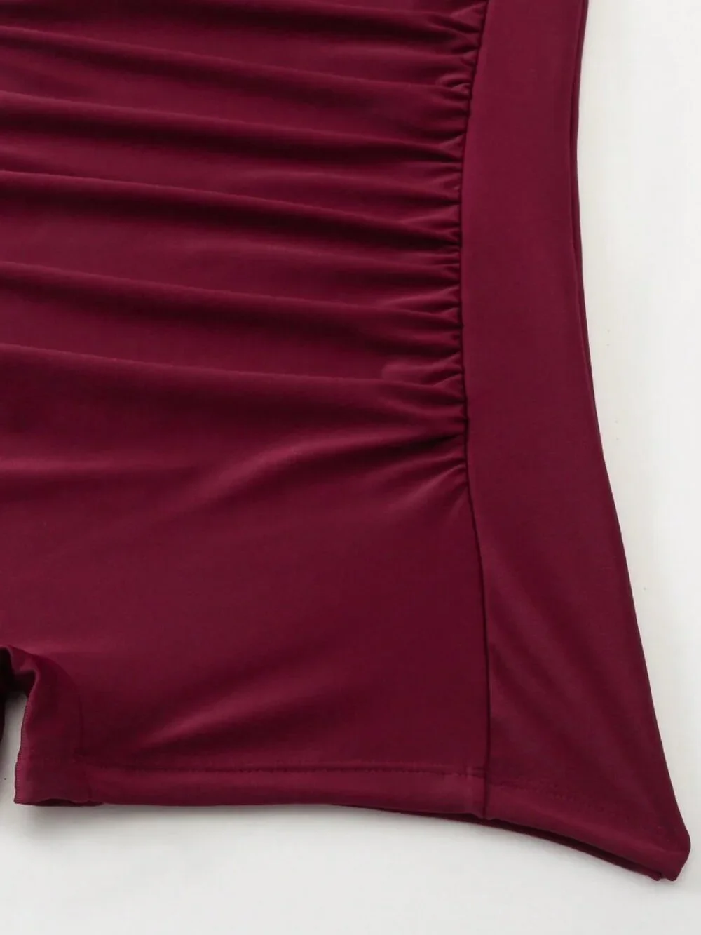 Burgundy Casual Women's Halter Neck Tie Strap One-Piece Swimsuit